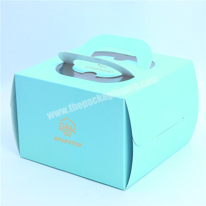 Food grade custom logo wholesale Individual wedding birthday cake packaging  box with window cake box with handles