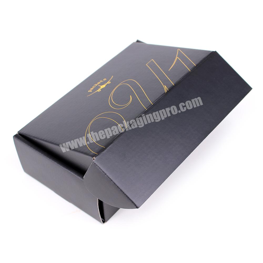 Free Design Custom LOGO Apparel Clothes Dress Underwear Packaging Black Corrugated Shipping Boxes for Mailing