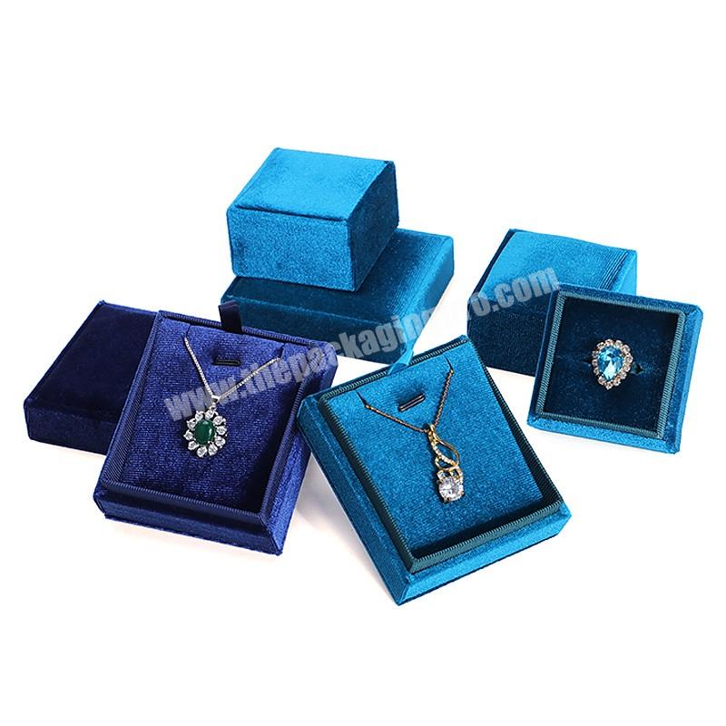 Gift Packaging Box Luxury Blue Pink Lid Velvet Jewelry Box with Logo for Ring pendant