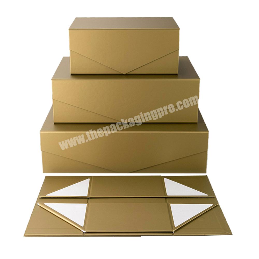 Gold Shinny Women Dress Garment Apparel Clothing Luxury Magnetic Foldable Gift Box Packaging Wholesale