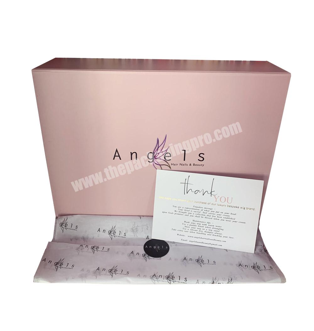 Hair Bundles Packaging Box Extension Bags Human Weave Hair Box with Thank  you Card and Tissue