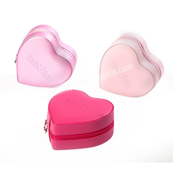Handmade Travel organizer Packaging heart shaped jewelry boxes with zipper