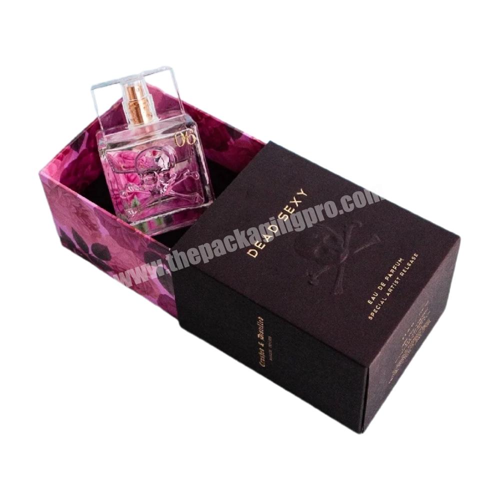 High End 50 Ml Caixa De Perfume Drawer Packing Box Sachet Bottle Box Packaging Carton With Plastic Insert Box For Perfume