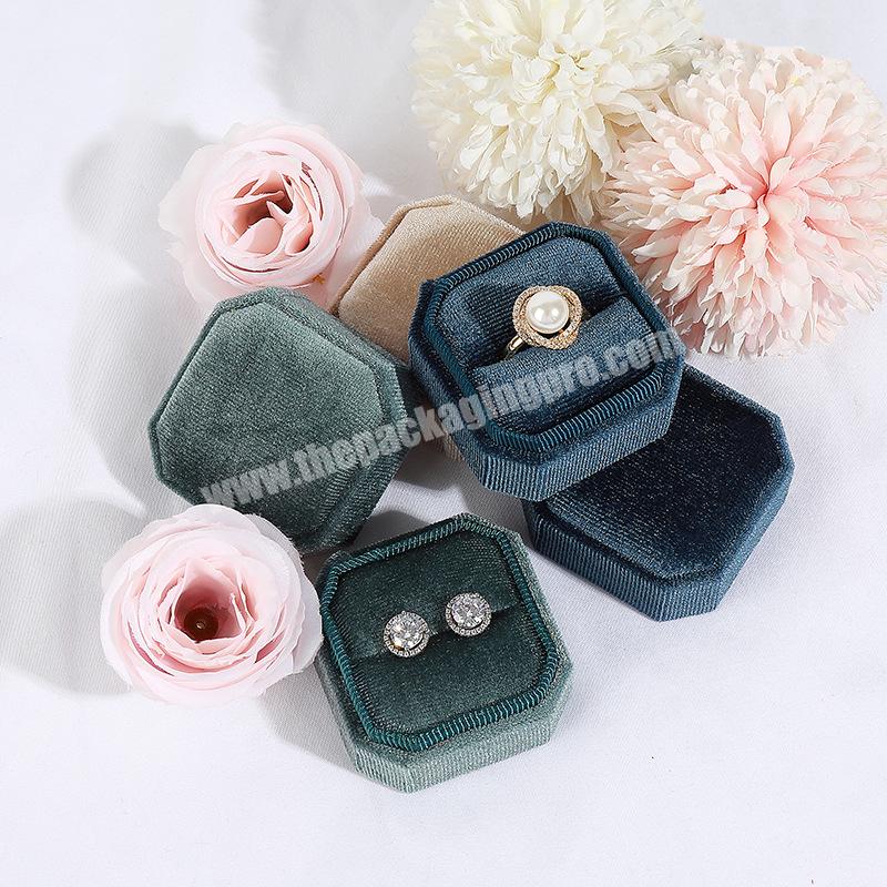 High Quality Lid Based Octagon Jewelry Box Velvet Ring Jewelry Storage Box Packaging