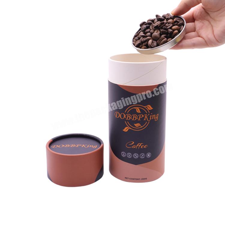 High Quality Round Cardboard Food Grade Cylinder Box Wholesale Paper Tube For Coffee Bean Packaging