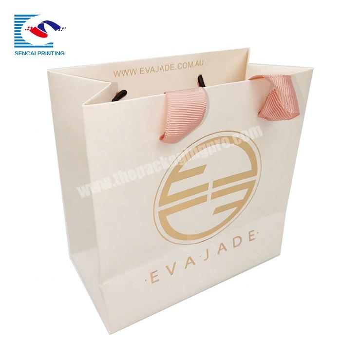 High-end customized logo gift product art paper bags with logo with ribbon handle