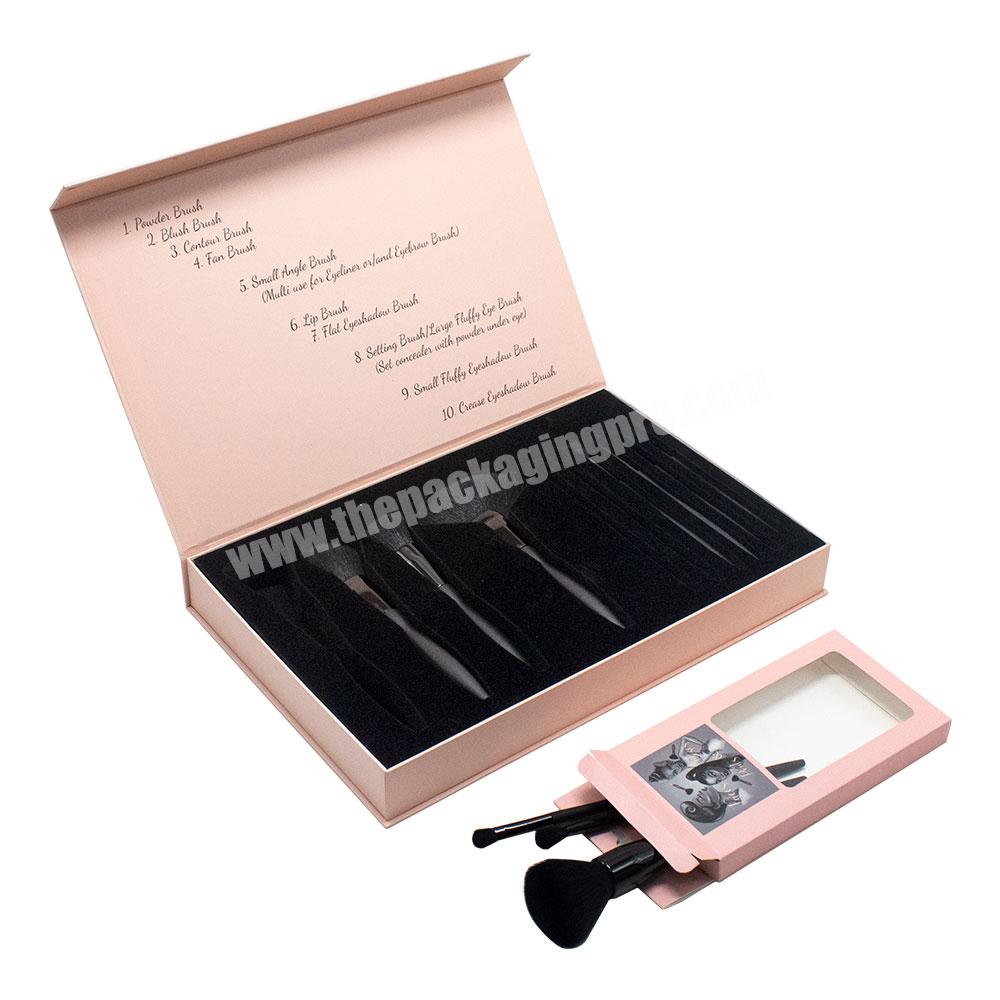 High grade custom print magnetic makeup tools brush cosmetic packaging box