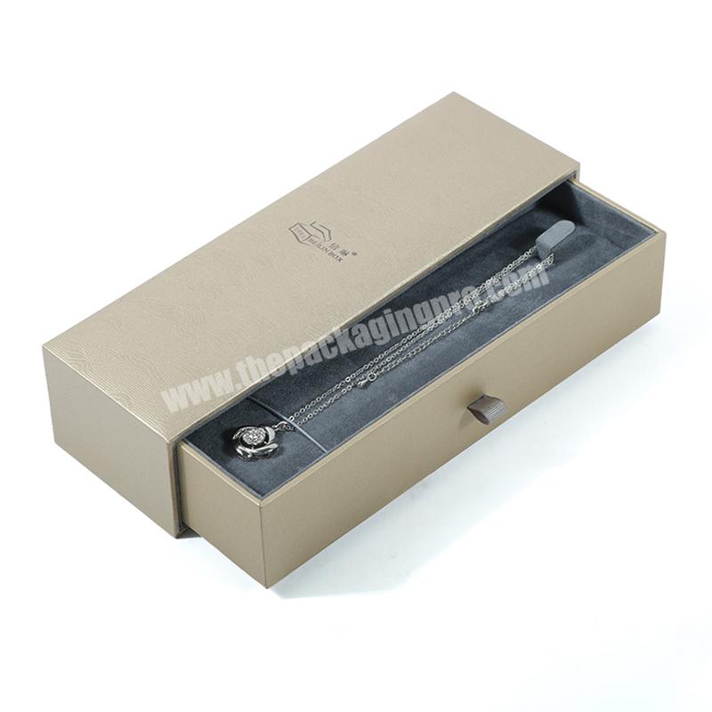 High quality Custom  drawer handle made recycled kraft paper handmade carton long necklace jewelry box packaging with foam