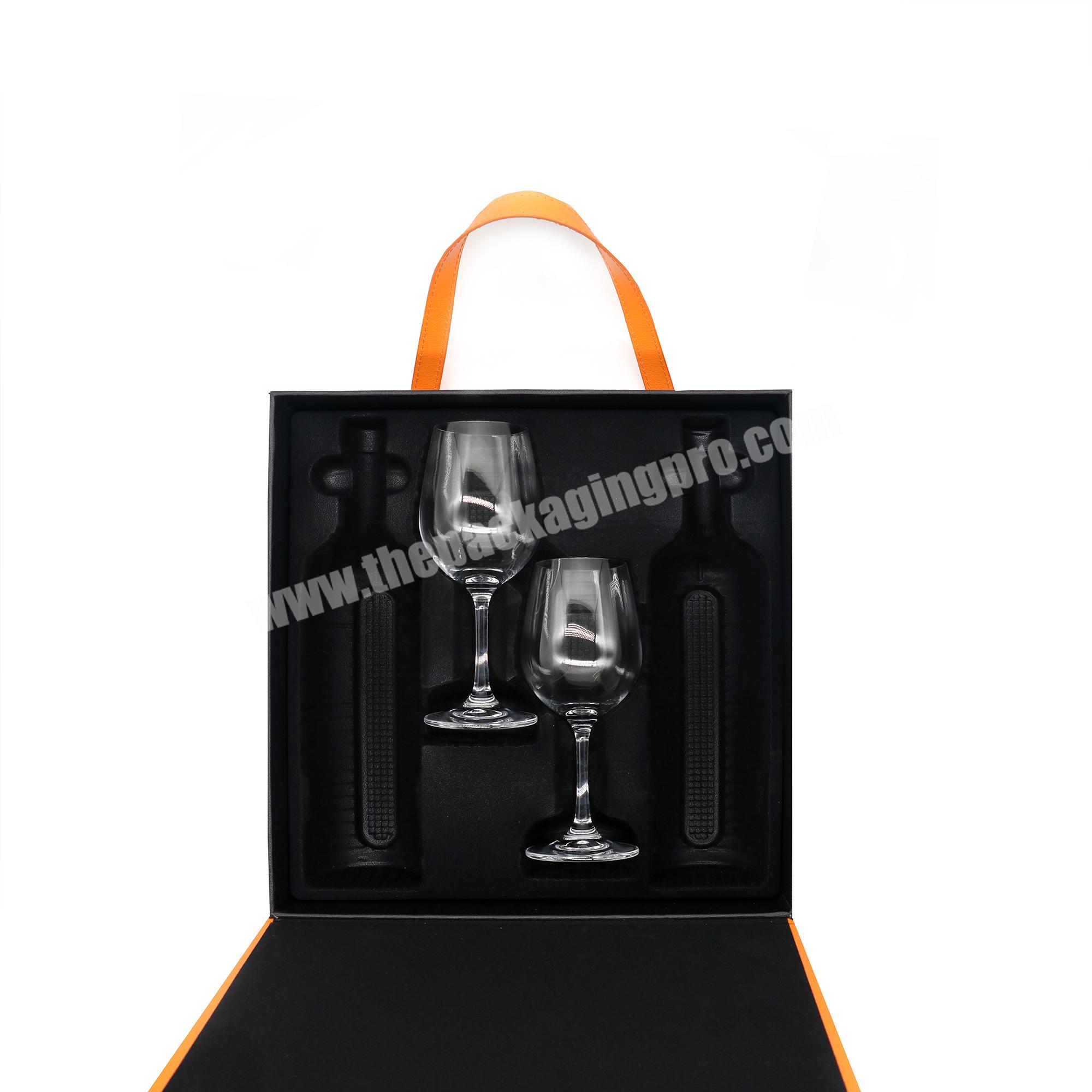 Hign quality deluxe wine box wine glass gift boxes wholesale wine box packaging