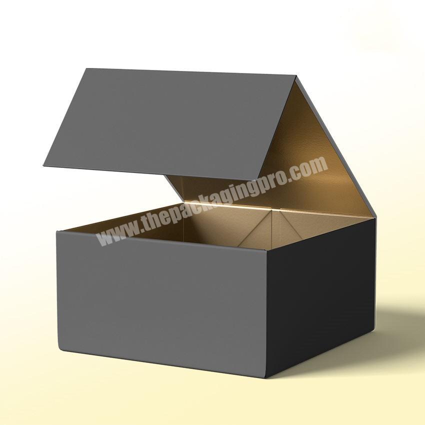 Hot Luxury Magnetic Gift Box Packaging Ribbon Handle Folding Custom Logo Hard Rigid Cardboard Paper Black Pink Clothing Insert