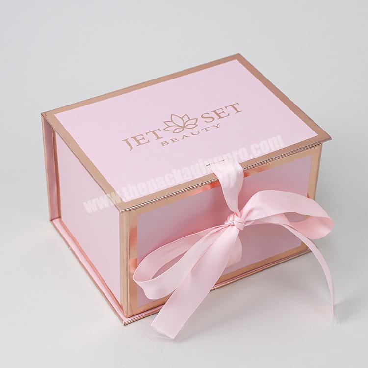 Hot Sale Custom Pink Magnetic Girls' Clothing Packaging Box Sexy Bra Lingeries Underwear Gift Packaging Box With Ribbon Handle