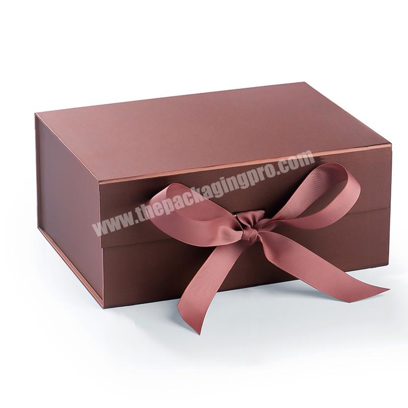 Hot Sale Glossy Lamination Magnetic Foldable Gift Boxes with Bow