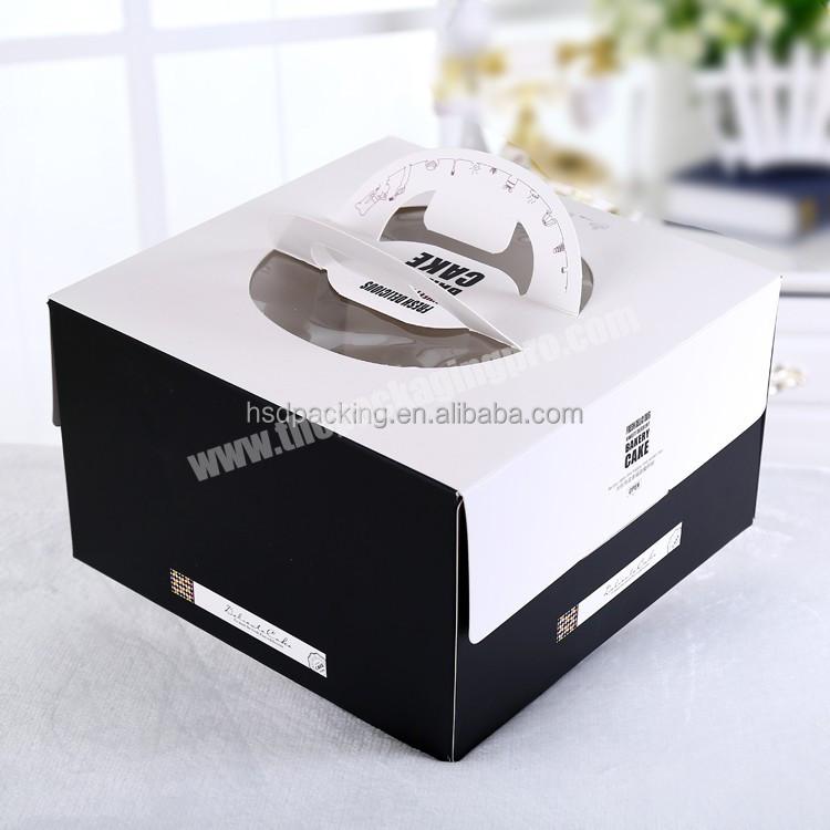 Hot Sale White Party Cake Box With Handle Paper Cardboard Birthday Cake Box Cake Packaging Box For Wholesale