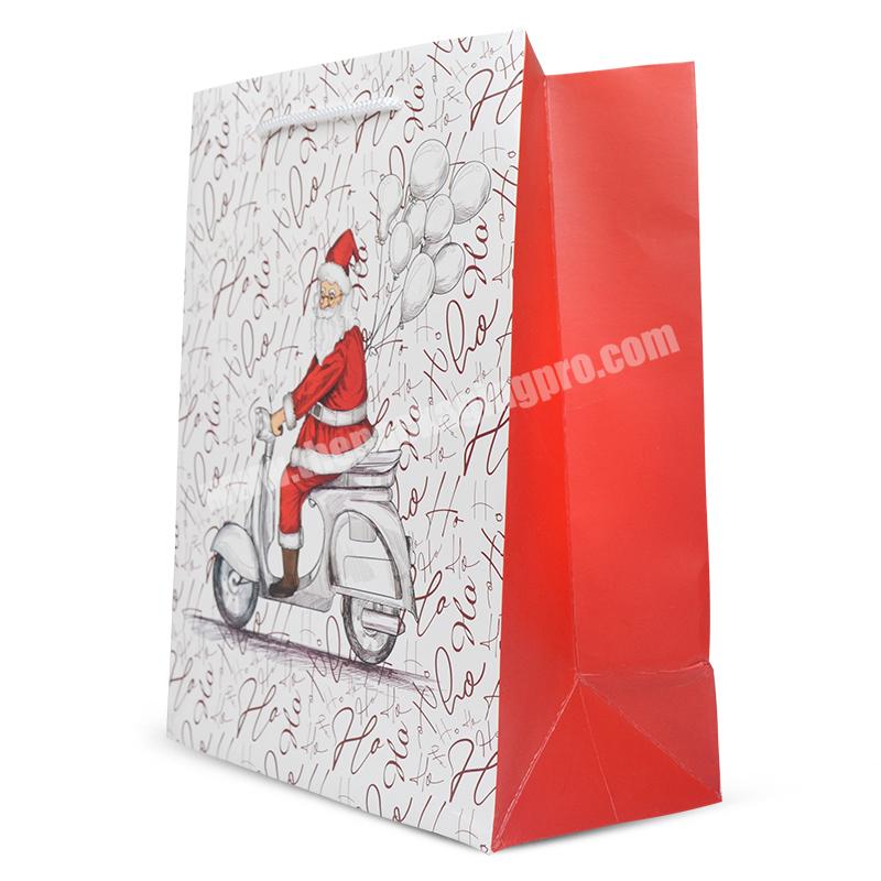 Hot Selling Christmas Festival Customized CMYK Printing  Gift Packaging White Card Paper Bag