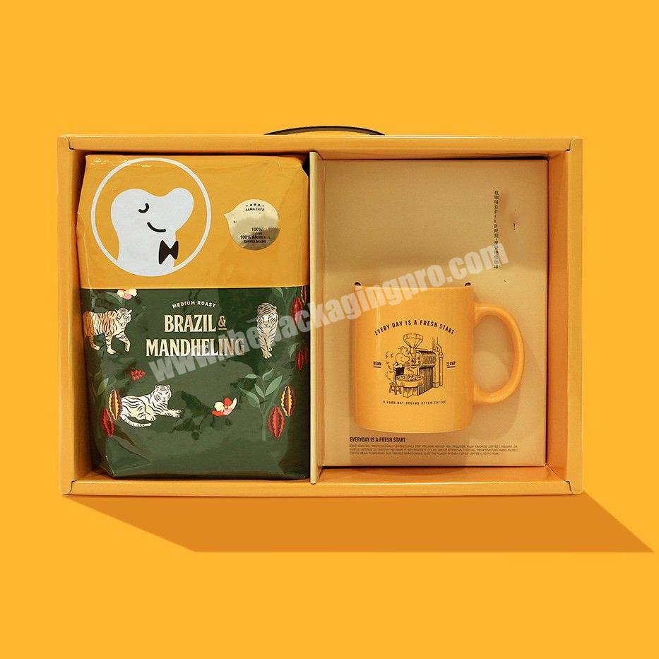 Hot Selling Wholesale Orange Eco-Friendly Durable Cafe Set Packaging Box For Coffee With Handle