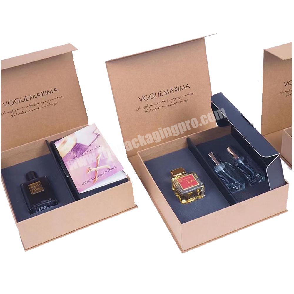 Hot Wholesale Kraft Paper Perfume Set Gift Box Square Shape Foldable Perfume Packaging Box perfume bottle with box