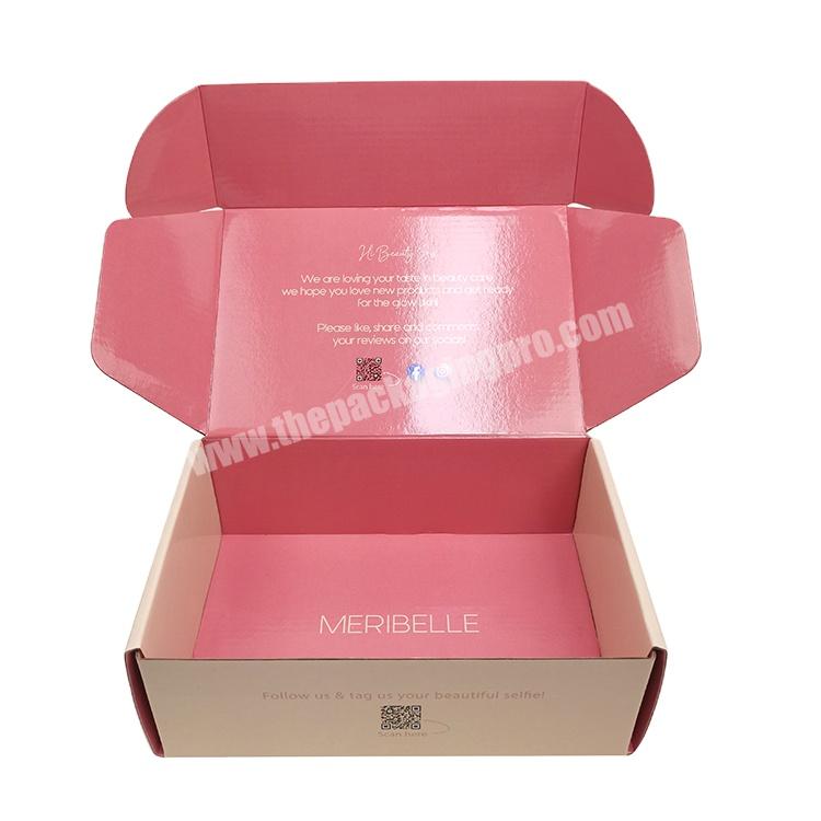 Hot sale customized  private logo  pink color mailer box corrugated box shipping box