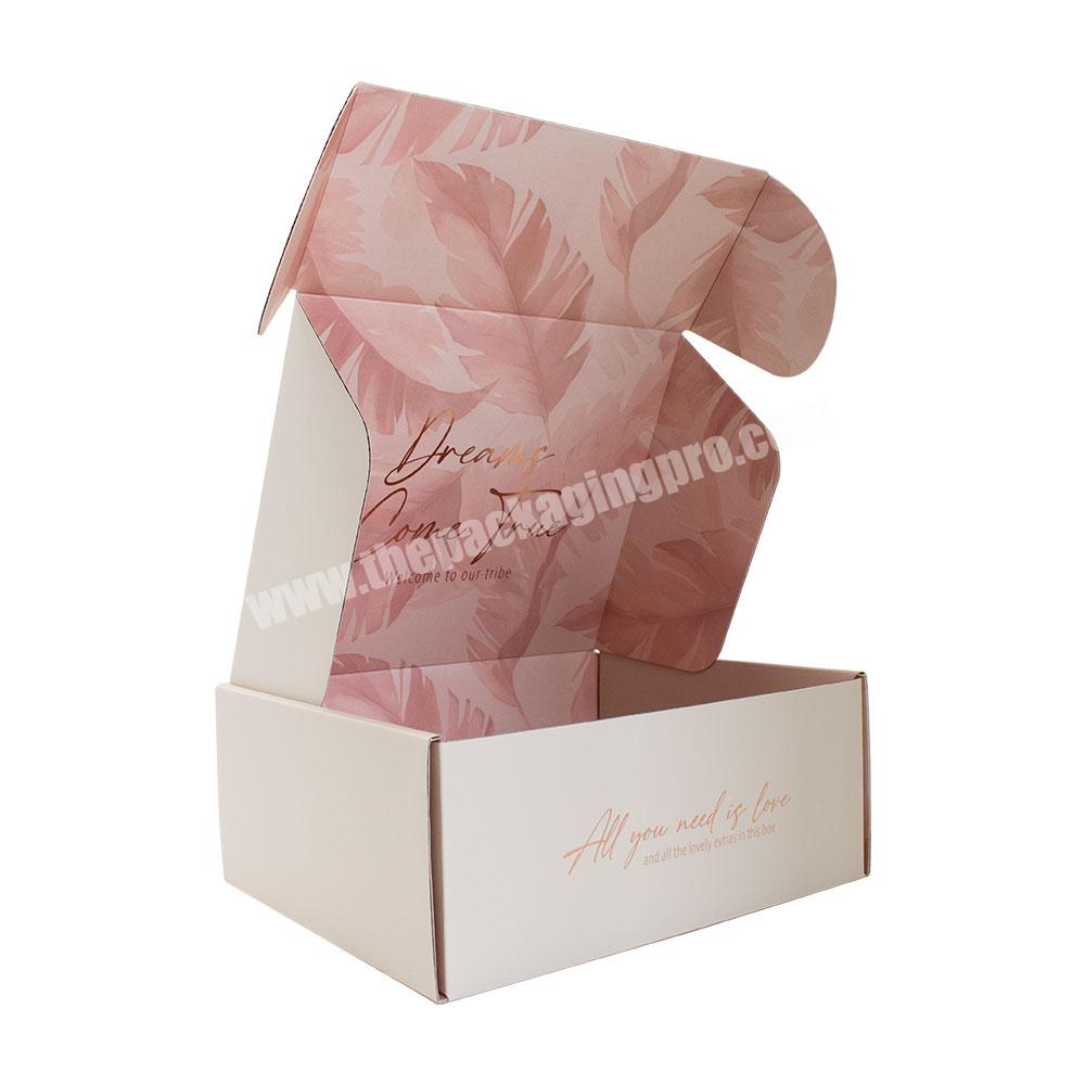 Hot sale fancy pink custom printing corrugated oem packaging clothes shipping paper gift box