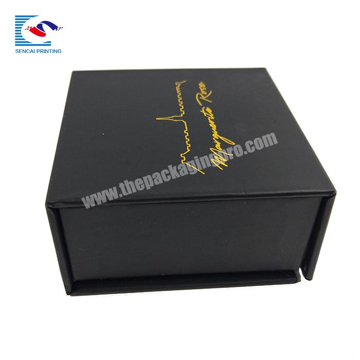 Hot sale gold stamping  logo black rigid cardboard soap packaging box