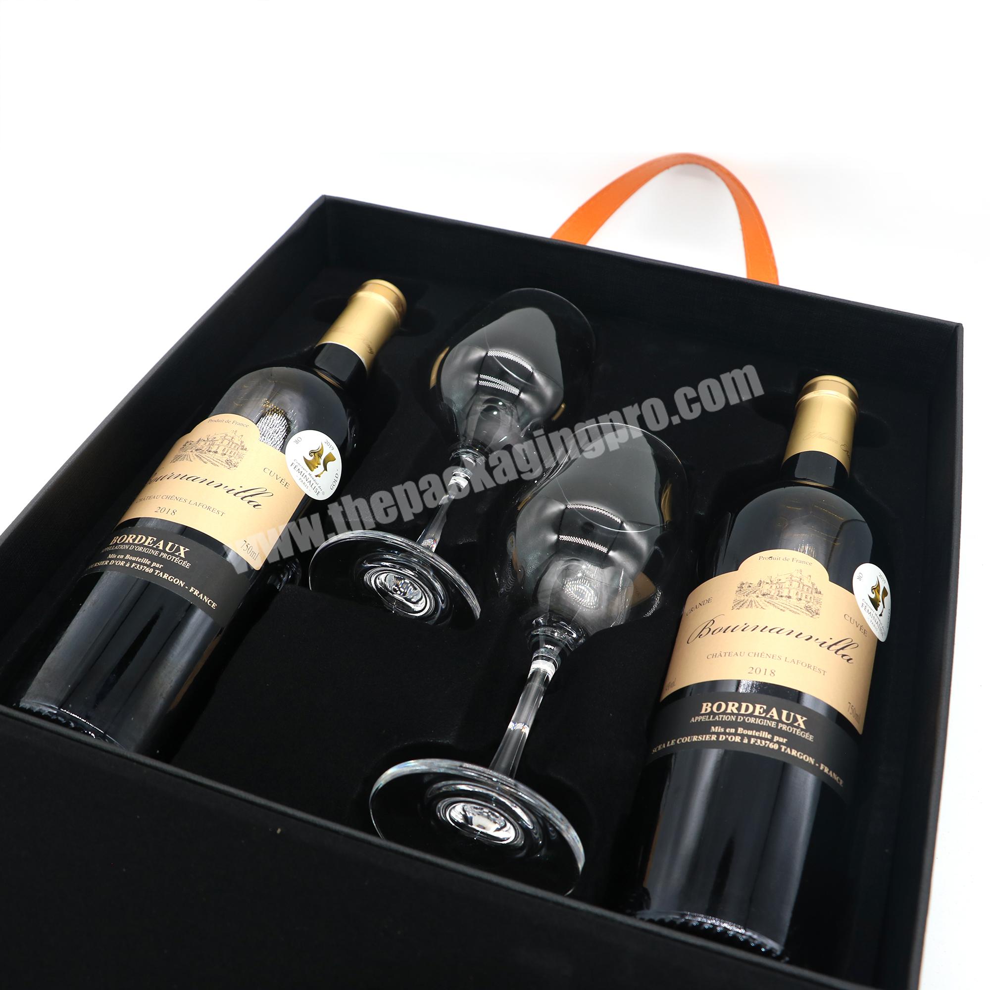Hot sale wine glasses gift box 2 bottles of wine box gift box wine for christmas