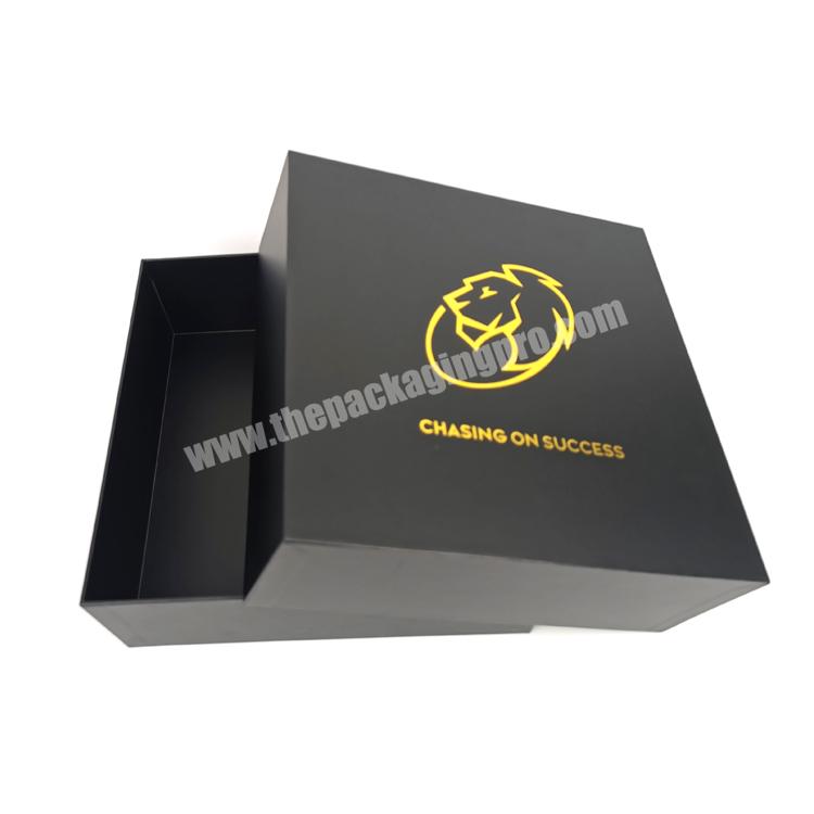Hot sales hot stamping lid and base box high quality custom black paper gift box with your own logo