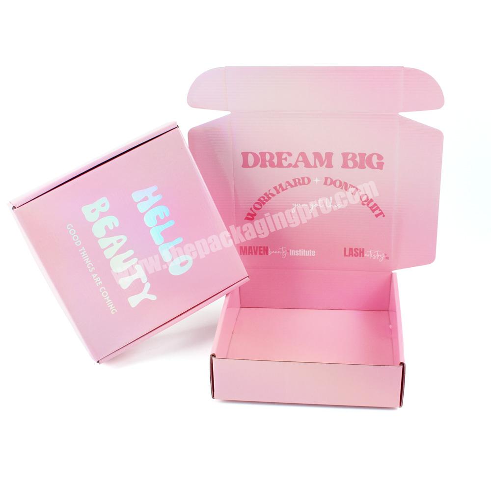 Hotsale Pink Beauty Makeup Eyelash Extension Wigs Custom LOGO Cosmetic Packaging Cardboard Corrugated Shipping Mailer Box