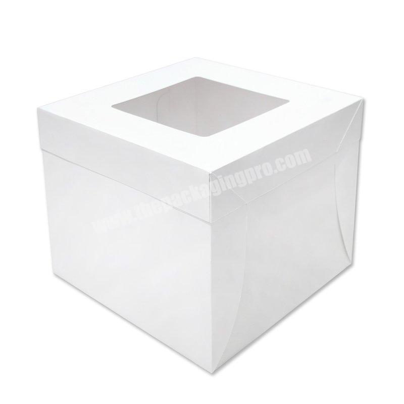 KINSUN Wholesale Eco Friendly Custom Design Matt Lamination  Medium White Deep Adjustable Bakery Cake Boxes With Clear Window