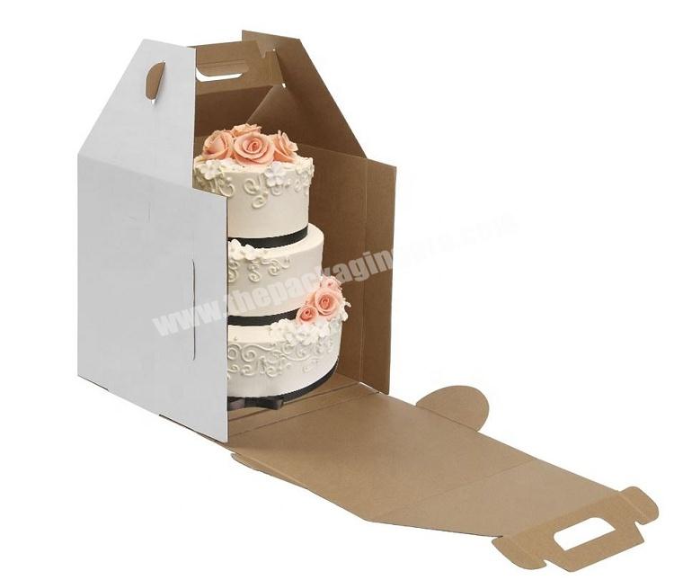 KinSun 10 Inch Tall Cake Boxes With Clear Window Tiered Layer Wedding Cake Box White Bakery Box For Cardboard With Handle
