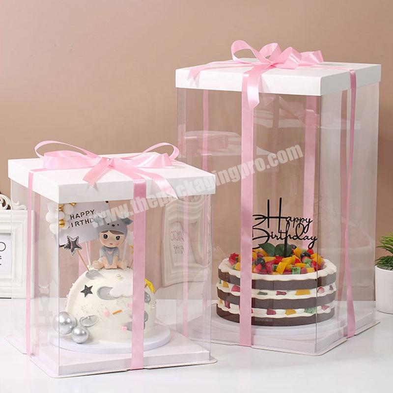 KinSun Clear Transparent Wedding Tall Big Cake Box Wholesale Designated Cakes Boxe High Quality Transparent Cake Box