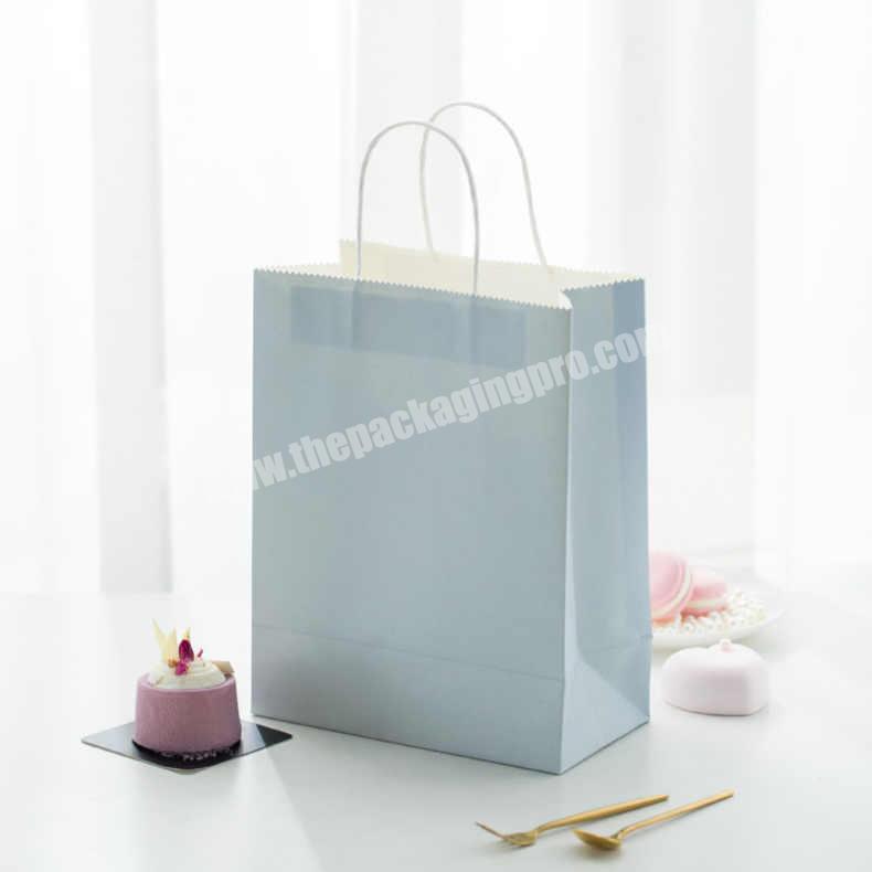 KinSun Customized light blue bag printing logo high-end kraft paper bag shopping gift handbag