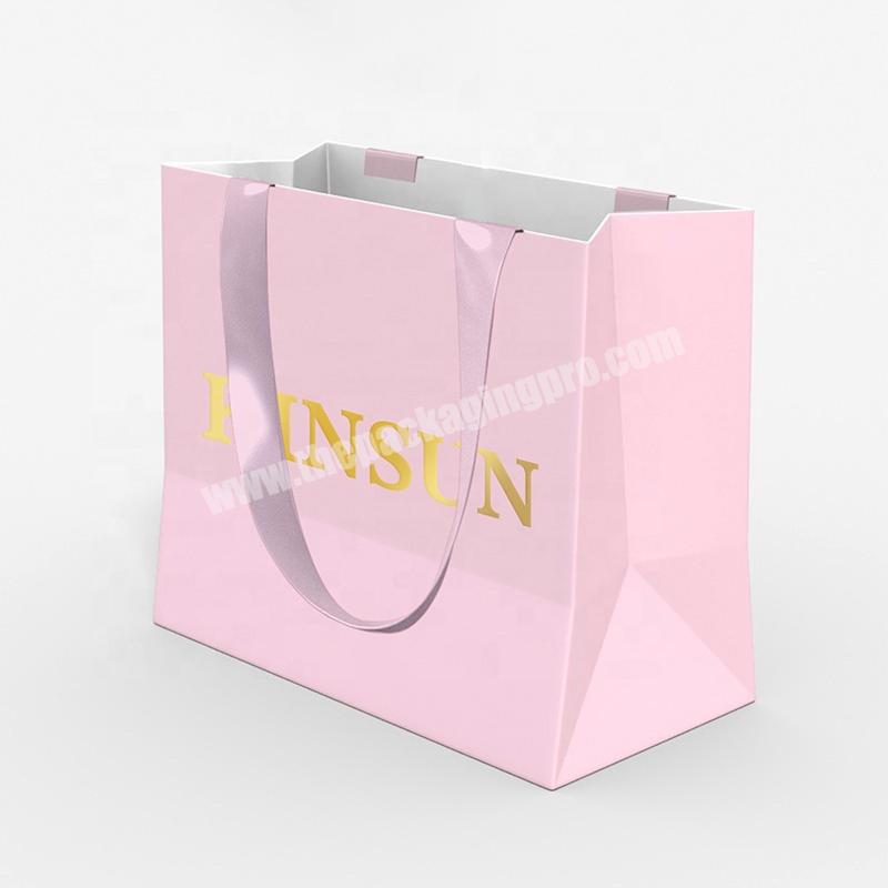 KinSun Free Design Pink Paper Bag Wholesale Custom Printed Shopping Paper Bag With Logo Gift Bag For Birthday
