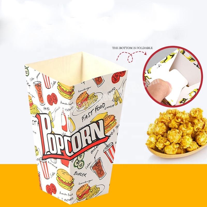 KinSun Free Sample Popcorn Box Packaging Food Grade Popcorn Boxes Wholesale Food Containers Disposable  Popcorn Boxes