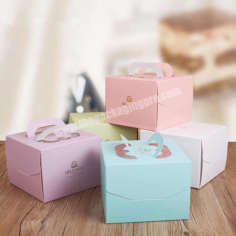 KinSun Gilded birthday cake box square cheese mousse packaging box multi-color white base plate cake box