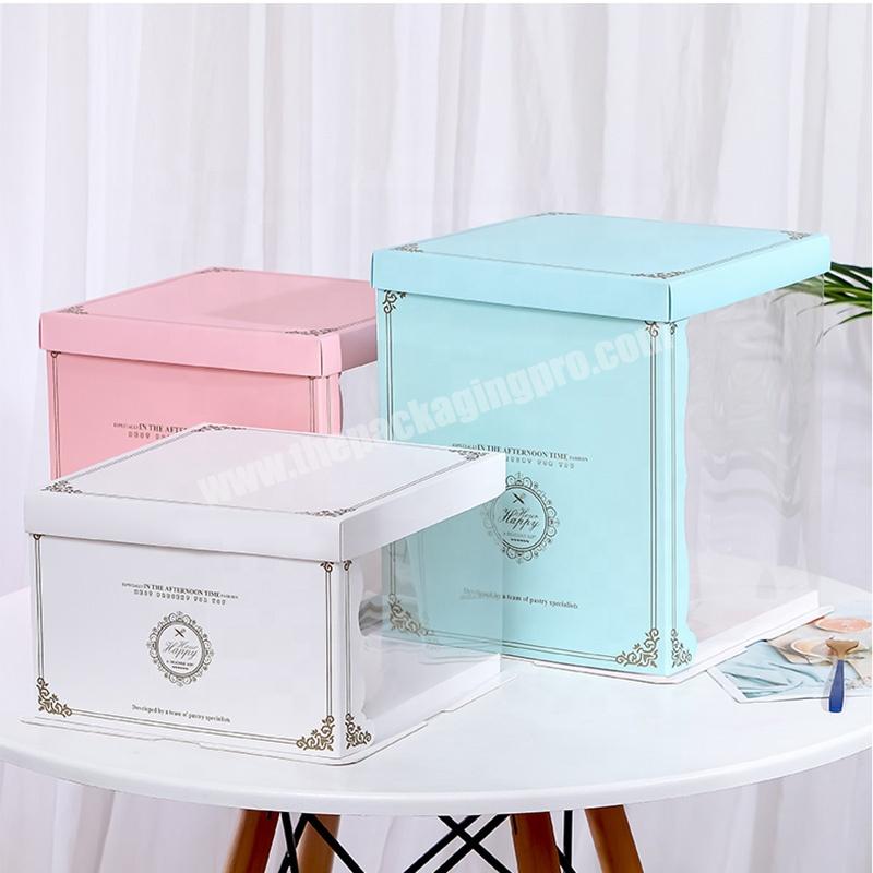 KinSun Luxury Clear Plastic Cake Box Custom Printed Design Cake Box Wholesale Eco Friendly Hot Sell Cake Box