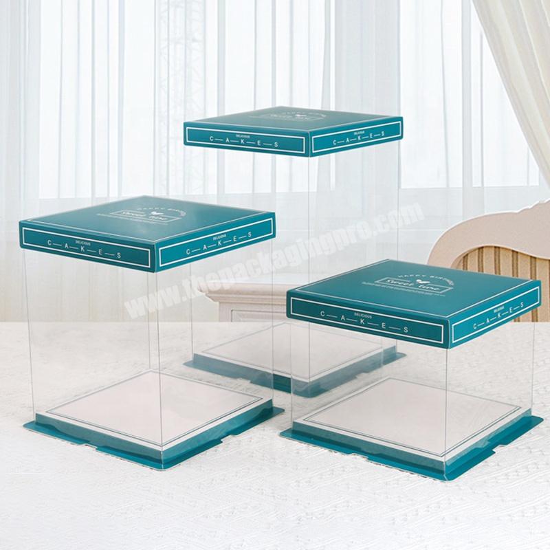 KinSun PET Tall Transparent Cake Box Packing Swiss Roll Clear Plastic Cake Box Transparent 20cmx20cm