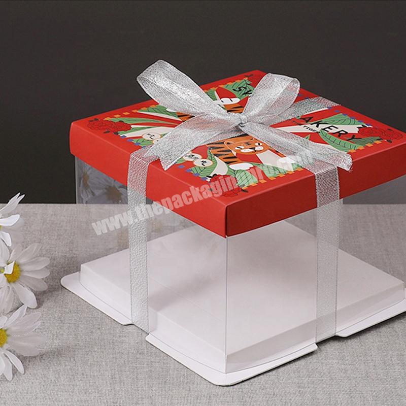 HEMOTON Plastic Transparent Cake Box Round Cake Packaging Boxes Organizer  for Home Dessert Shop (White Double-layer) (6inch) - Walmart.com