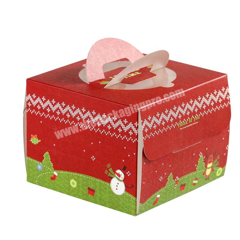 KinSun Wholesale Luxury Cake Box Custom Size Logo Red Christmas Cake Box High Quality Christmas Cake Box