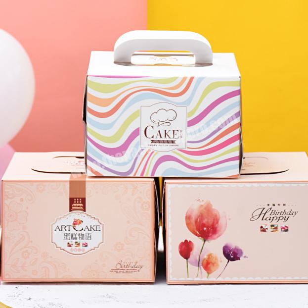 KinSun Wholesale exquisite cake box customized household mousse packaging box portable birthday cake box