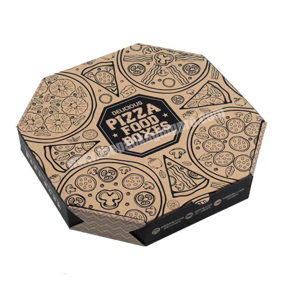 Kraft Corrugated Octangle Shape Pizza Packaging Paper Box with Custom Logo