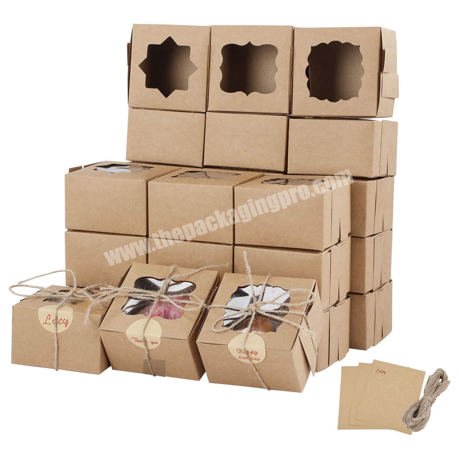 Kraft Paper Gift Boxes  for Pastries, Small Cakes, Cookies, Cupcakes with Window