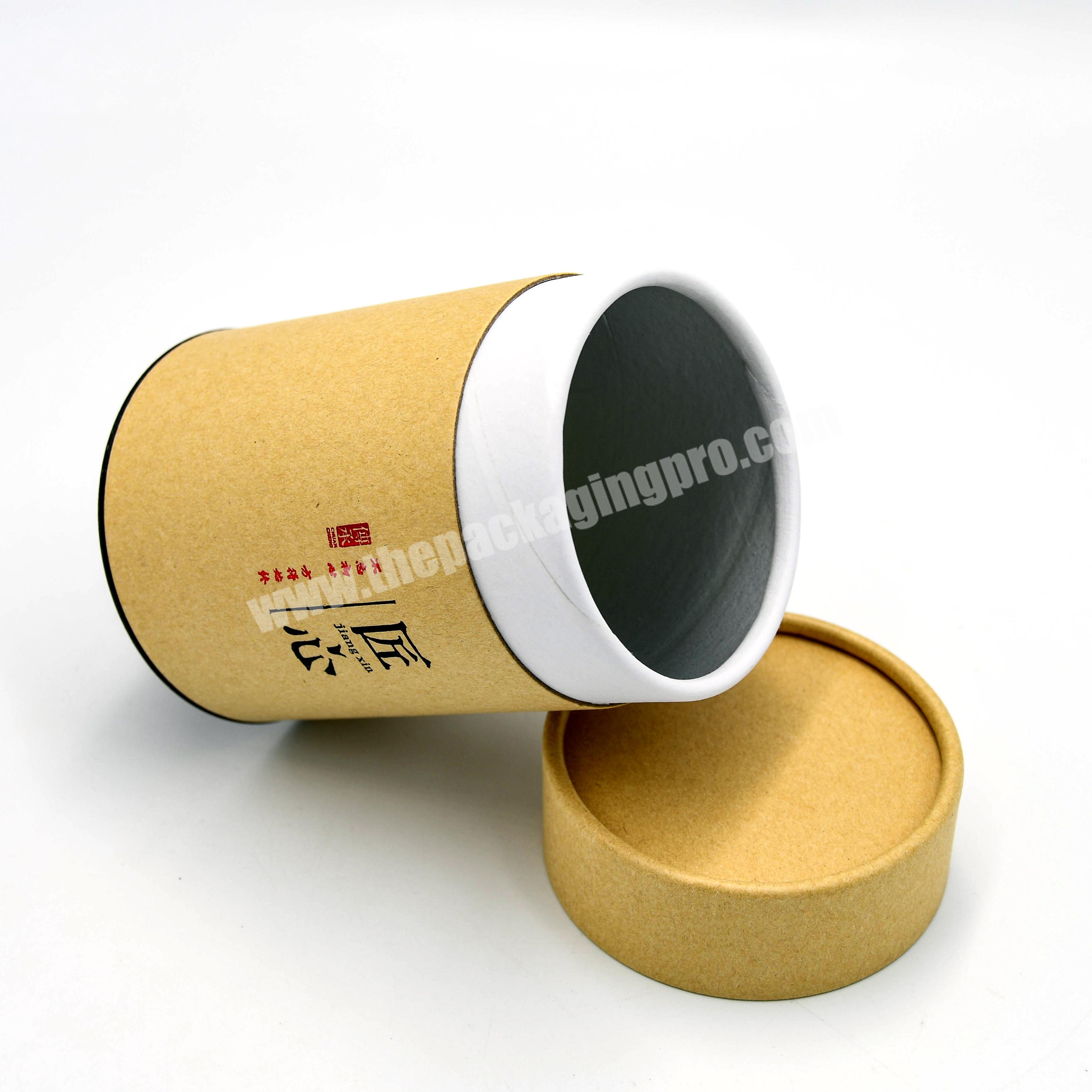 Kraft Paper Tube Tea Recycled Eco Friendly Custom Design Food Paper Tube Packaging For Tea with metal lid