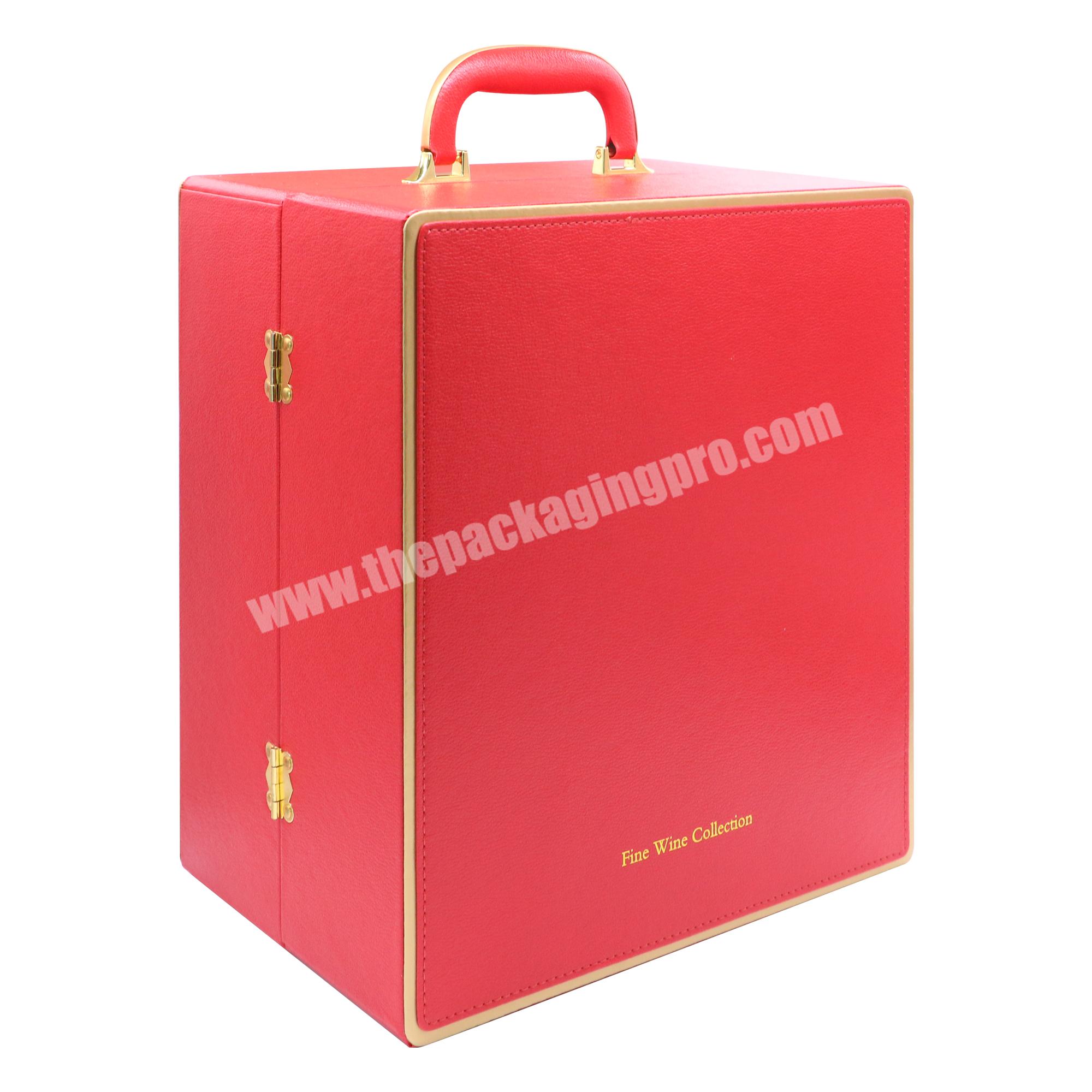 Leather red wine packaging boxes wholesale wine box for 6 bottle wine box gift set