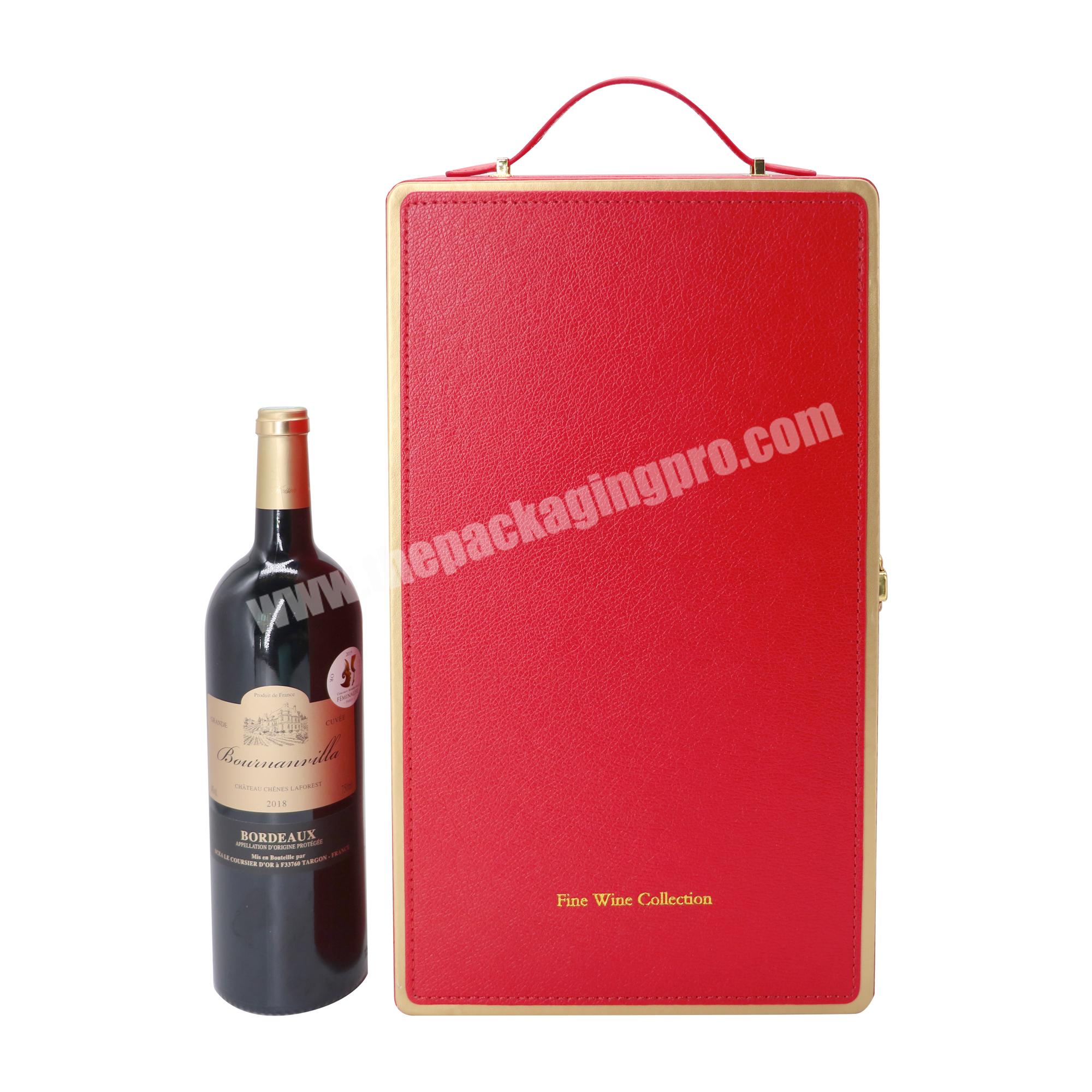 Leather wine gift box with insert portable gift wine box hot sale wine packaging boxes