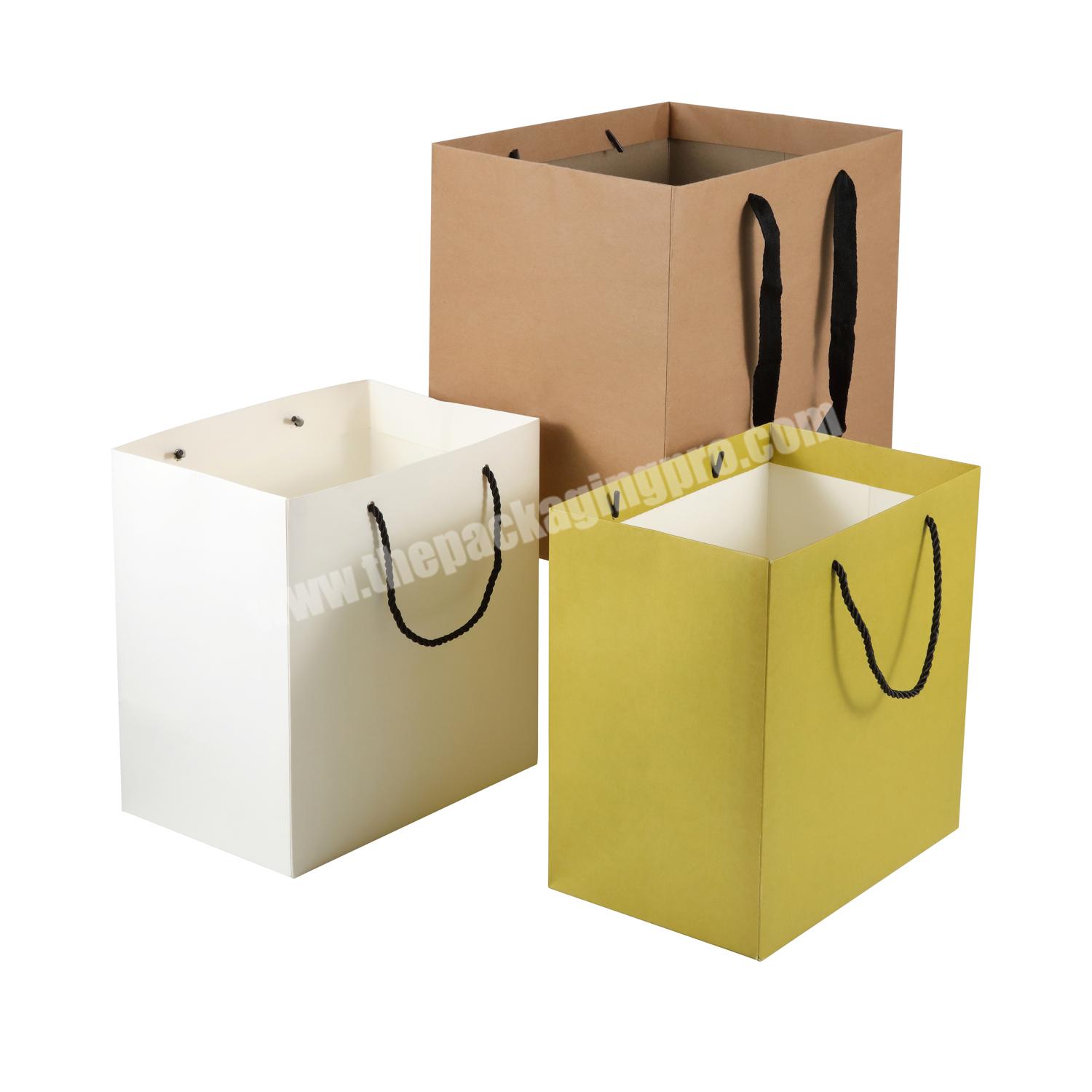 CONVRT Solid Party Bag, Imported Kraft Paper Bag, Natural Brown, Size 12 x  5.5 x 8.5 inches, Pastry, Cake, Confectionery Box Carry Bag, Food delivery,  Shopping, Apparels Bag Pack of 10 Grocery