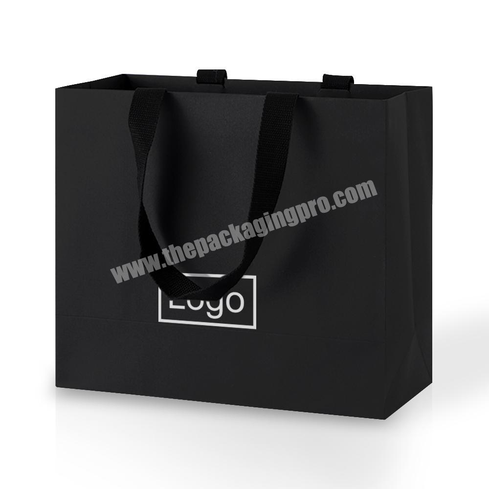 Lipack Black Waterproof Kraft Paper Bag 38X12X30cm Durable Shopping Paper Bag