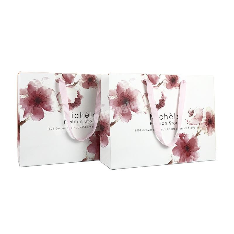 Lipack Custom Flower Printing Paper Bag Shopping Carry Paper Bag With Handle