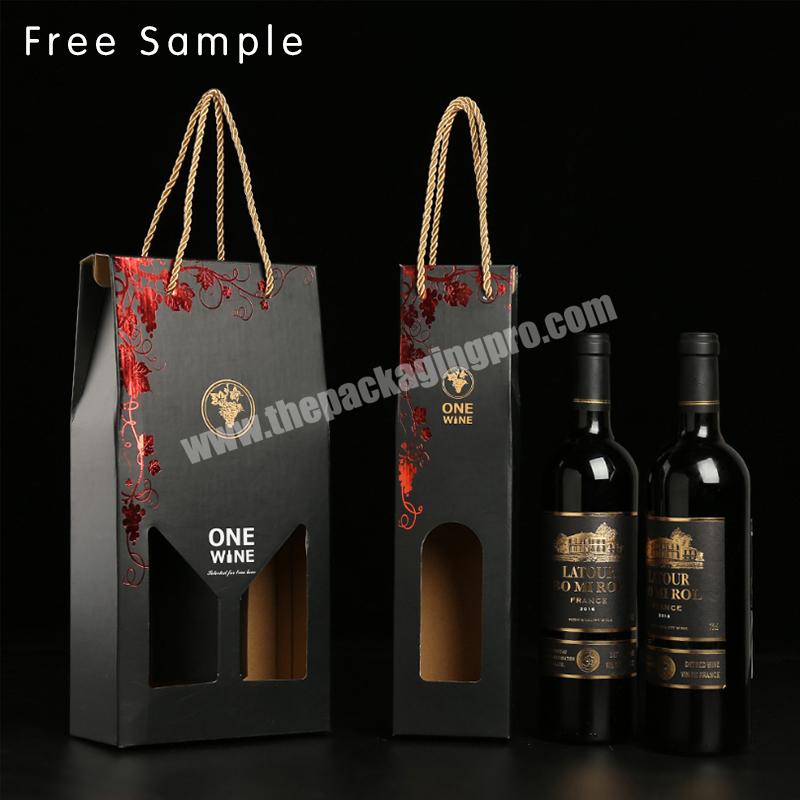 Lipack Custom Premium Luxury Red Wine Gift Carrier Box Wine Bottle Packaging Delivery Cardboard Box With Window