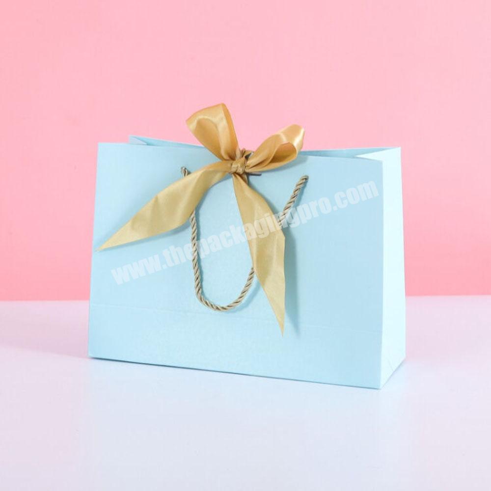 Lipack Custom Shopping Paper Bag Silk Ribbon Bowknot Gift Packaging Paper Bag With Handles