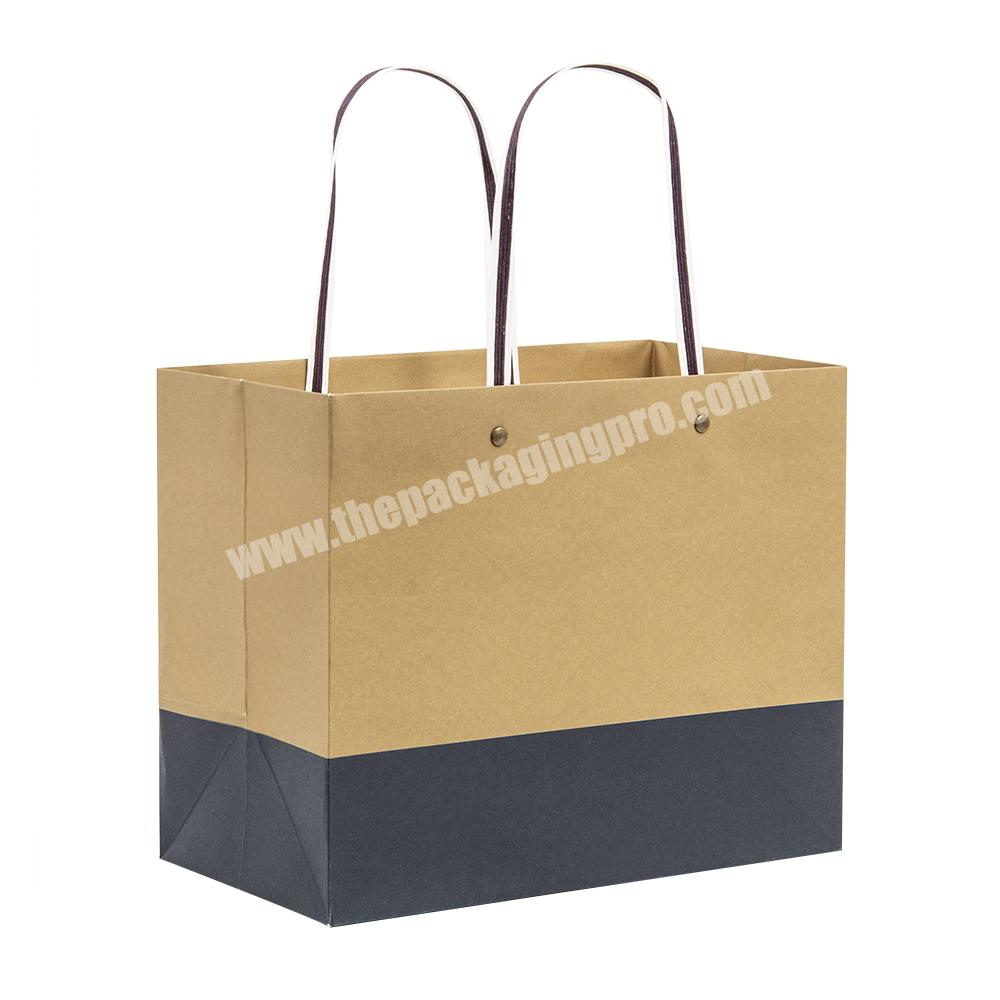 Lipack Customized 100gsm 120gsm Brown Kraft Paper Bag Washable Flat Bottom Paper Carrier Shopping Bag With Handle