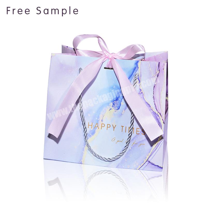 Lipack Customized Small Wedding Party Thank You Paper Bags Fancy Gift Bags Packaging With Bow